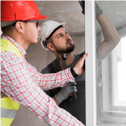 men doing window labor